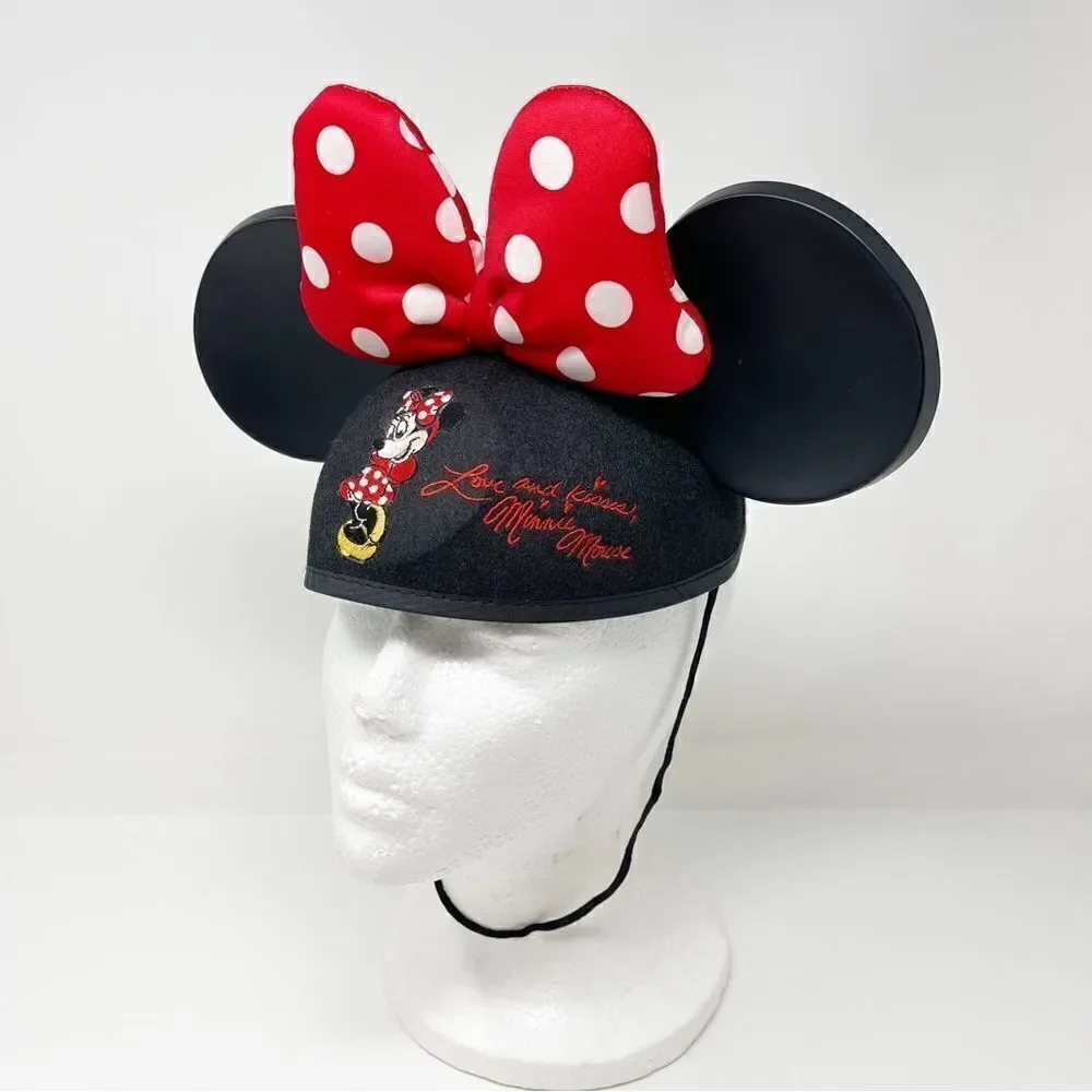 Disney Parks Ears Hat Minnie Mouse Polka Dot Bow Embroidered Signature